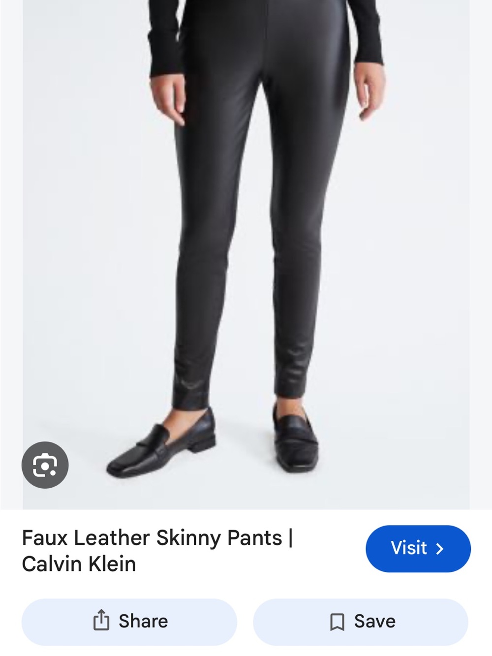 Calvin Klein Black Faux Leather Skinny Leggings
